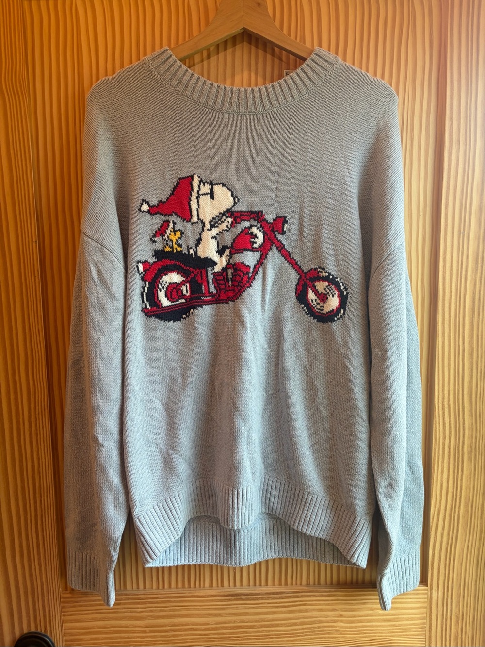 Hollister Light Gray Crewneck Sweater Snoopy Graphic